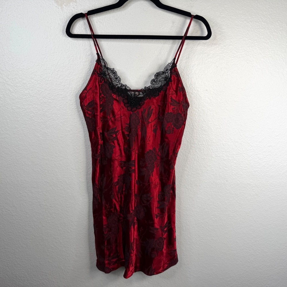 Private Luxuries Slip Dress Women's Red Size S Satin Lace Floral Whimigoth Fairy